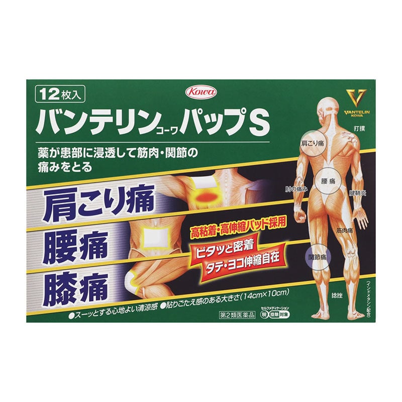 【第2類医薬品】 興和 バンテリンコーワ パップS 12枚 【セルフメディケーション税制対象商品】 ★